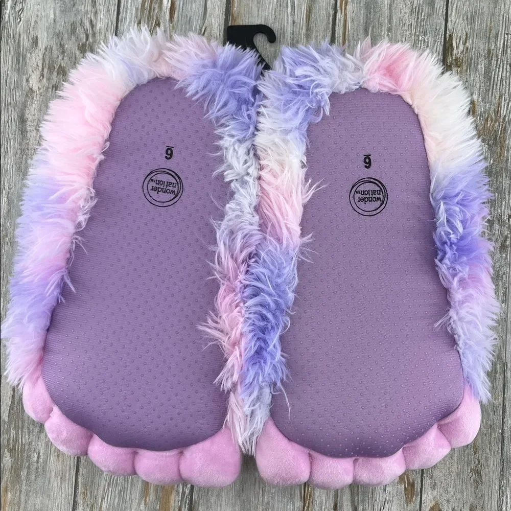 Big Girl Yeti Fluffy Monster Foot Slippers Shoes Size 6